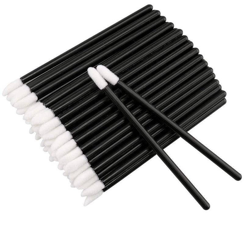 [Australia] - 50PCS Lip Brush, Disposable Lip Brushes Lip Gloss Applicators Lipstick Gloss Wands Applicator Perfect Makeup Tool Kits (Black) Black 