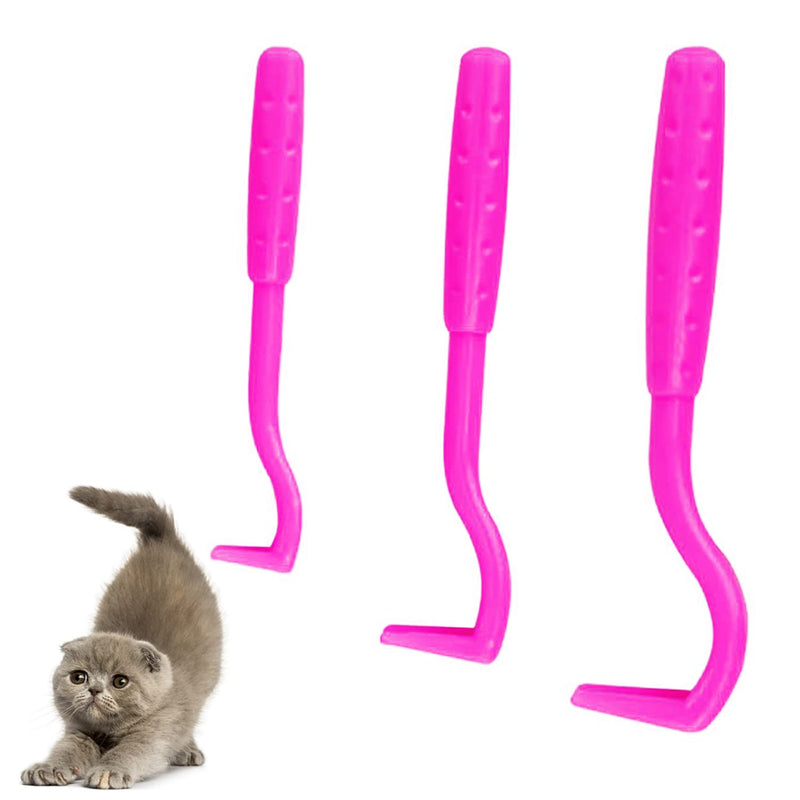 [Australia] - ZWZNBL 3 x Tick Remover, Cat and Dog Lice Remover, Tick Hook and Lice Tongs, Anti-Lice Accessories, Suitable for Removing Ticks and Fleas (Rose Red) Pink-red 