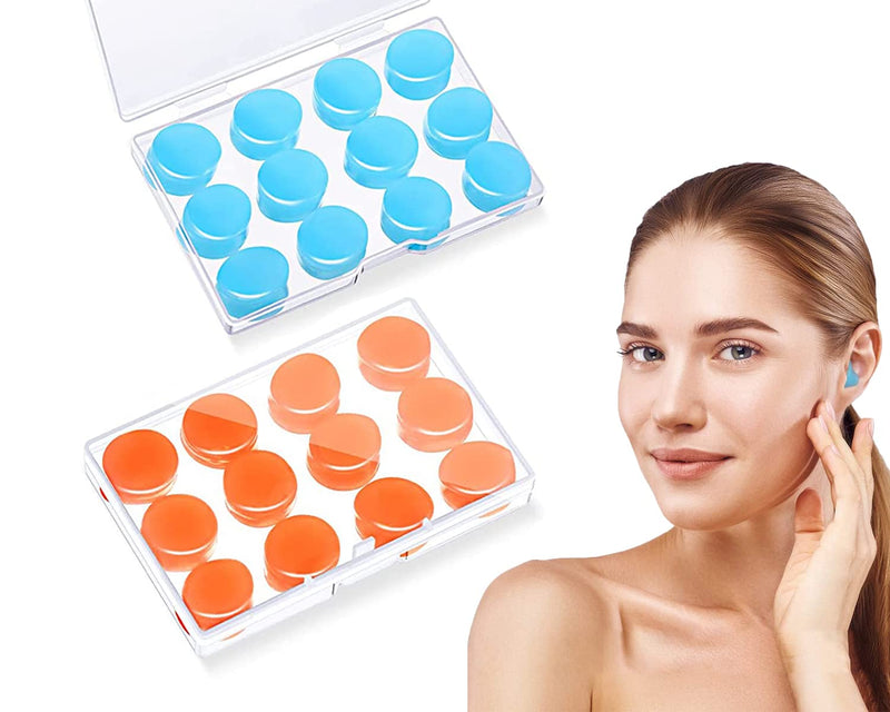 [Australia] - Silicone Ear Plugs for Sleeping,Sound Blocking Ear Plugs,Noise Cancelling Reusable Moldable Wax Earplugs for Sleeping, Work, Airplane,Swimming(12 Pairs) 