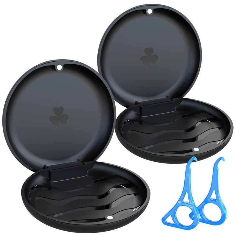 [Australia] - 2 Pcs Retainer Case,BVN Retainer Box with 2 Pcs Aligner Removal Tool, Orthodontic Denture Box,Mouth Guard Case,Black A. Schwarz, 2 Stück 
