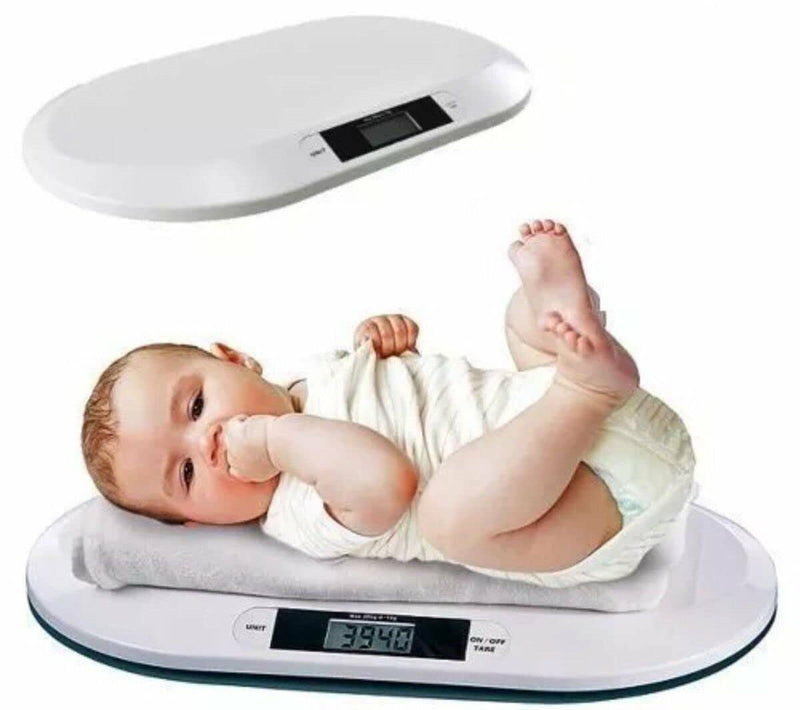 [Australia] - Marco Paul 20kg Electronic Baby Weighing Scales Infant Pet Bathroom Toddler Body Digital Scale for Babies or Small Animals Battery Operated White Multi-Function Baby Scale Monitor Health Growth 