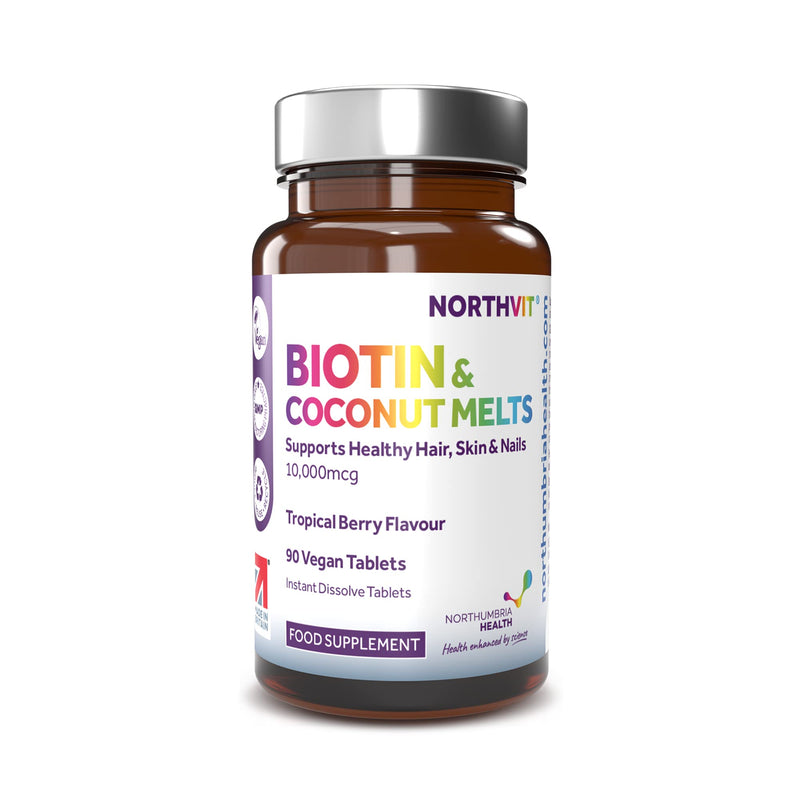 [Australia] - Biotin & Coconut Melts for Hair Growth, Hair, Skin & Nails Vitamin Supplement, Tropical Berry Flavour, Vegan, Promotes Healthier Thicker Hair, Daily Vitamins, 3 Month Supply 