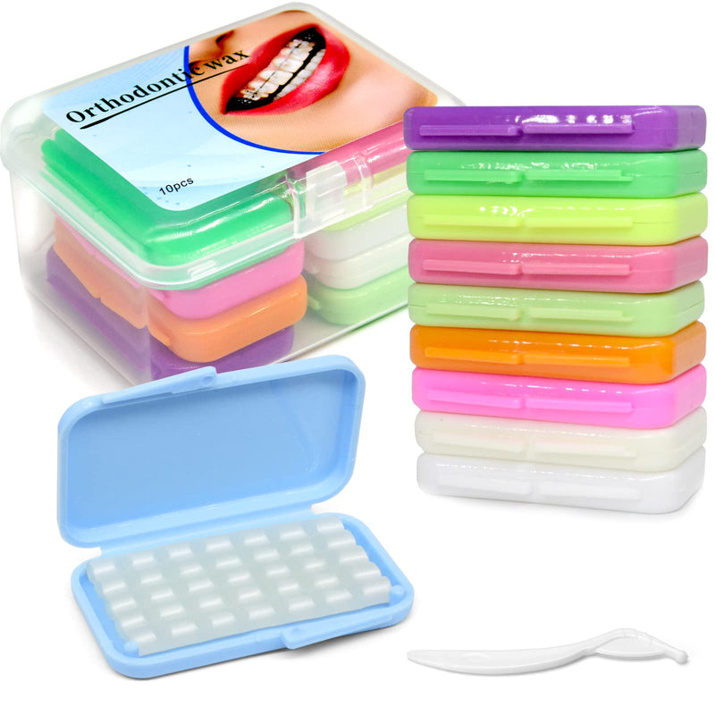 [Australia] - 10 Boxes Dental Wax, BVN Orthodontic Wax, Dental Wax for Braces, Braces Wax, Wax for Braces, Teeth Wax, Orthodontic Wax for Braces, Relief Wax for Dental Brace Wearer and Patients for Oral Care Multicoloured 10 Boxes 