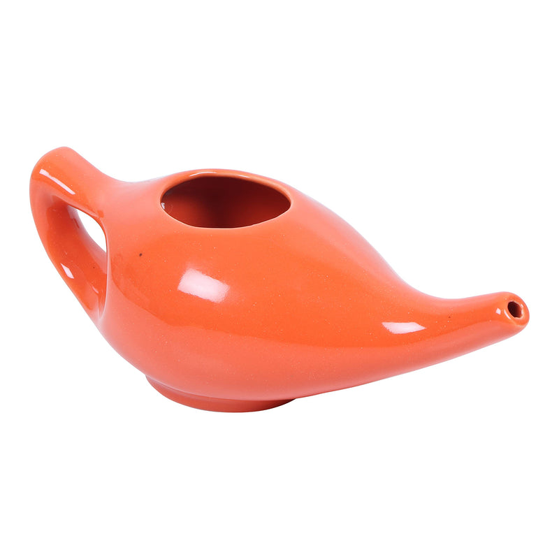 [Australia] - Leak Proof Durable Ceramic Neti Pot Comfortable Grip | Microwave and Dishwasher Friendly Natural Treatment for Sinus and Congestion (Orange) 