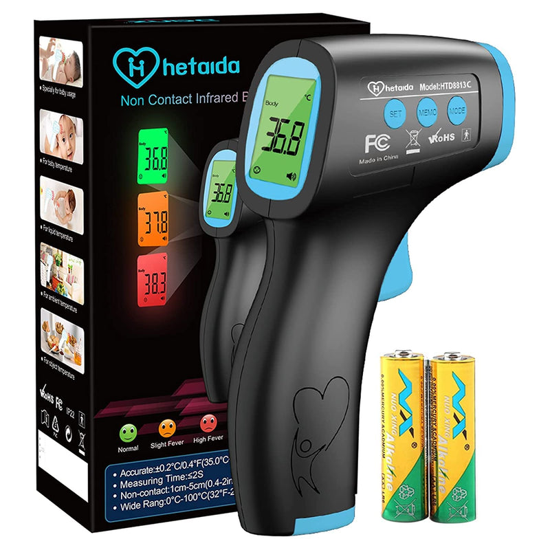 [Australia] - Thermometer for Adults, No Touch Forehead Thermometer for Adults and Children, Digital Infrared Body Thermometers for Kids, Baby Thermometer with High Temperature Alarm Instant Accurate Reading Black 