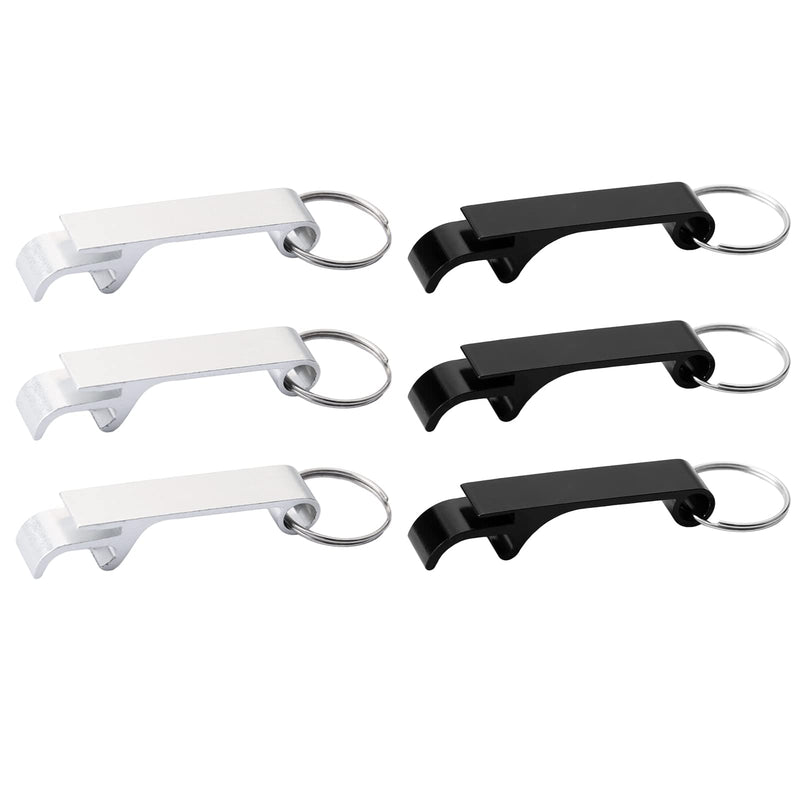 [Australia] - 6Pcs Keyring Bottle Openers for Can Beer Opener Keychain, Mini Bottle Opener for Bars, Party Present Supplies, Black and Silver 