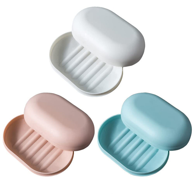 [Australia] - 3 Pack Travel Soap Case Soap Dish with Lid Portable Waterproof and Leakproof Shower Soap Box for Travel, Bathroom, Camp, Outdoor(3 Colors) 