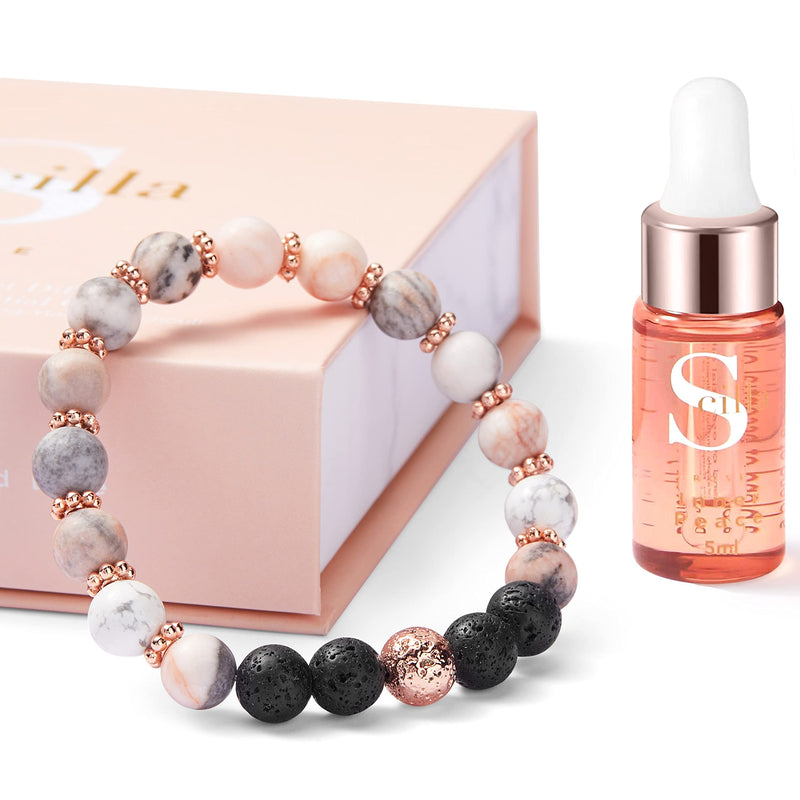 [Australia] - Anxiety Bracelet for Women, Beaded Bracelet, Gemstone Bracelet Lava Rock, Restful Sleep Essential Oils, Aromatherapy Gift Box for Her 