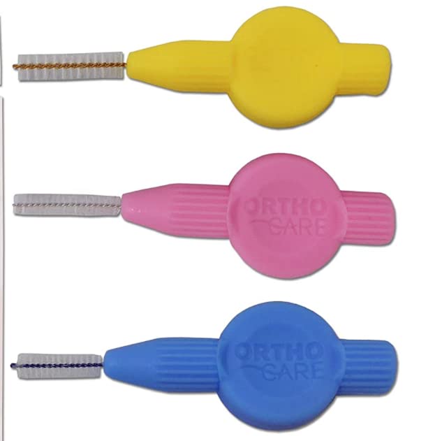 [Australia] - Orthocare Brace Space Orthodontic INTERDENTAL Brushes for Cleaning Around Braces / Brackets 0.7mm Yellow (0.7mm Medium , Yellow) 0.7mm medium , yellow 