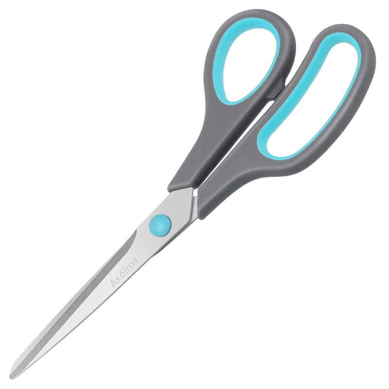 [Australia] - Asdirne Scissors, Stainless Steel Blades, Soft Grip Handle, Suitable for Households,Offices and Schools, All Purpose, Blue/Grey, 21.5 cm 21cm 