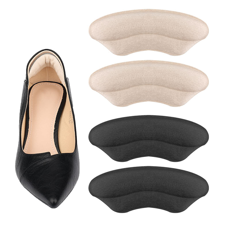 [Australia] - LUTER 2pairs Heel Pads, Soft Heel Cushion Inserts Shoes Too Big Inserts Heel Cushion Pads Self Adhesive Shoe Pads Heel Grips Heel Protectors Heel Inserts for Women Men Most Shoes (Apricot, Black) 