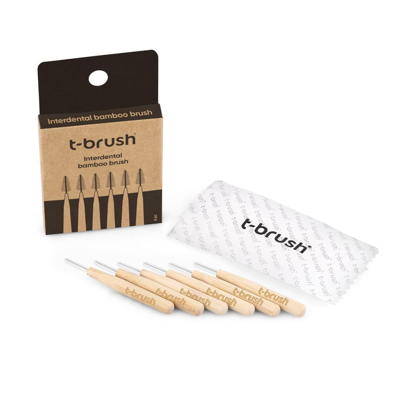 [Australia] - t-brush Interdental Bamboo Brushes 6pcs | Thin Metal Wire 0.05 cm Suitable for Narrow Gaps | Wrapped in Craft Paper 