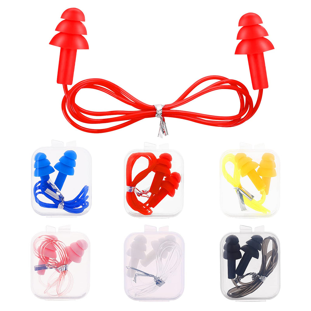 [Australia] - Yolev 6 Pairs Corded Earplugs Silicone Earplugs Ear Plugs Comfortable Swimming Ear Plugs Spiral Reusable for Noise Cancelling Snoring Swimming Shooting Study 