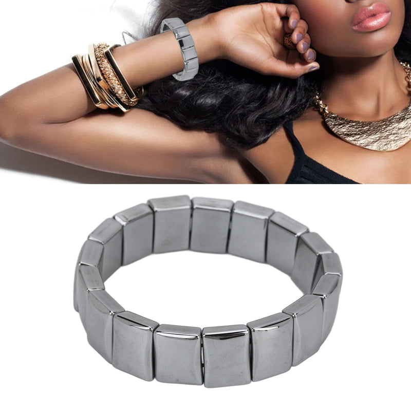 [Australia] - Yinhing Terahertz Energy Crystal Bracelet, Rectangle Beads Good Thermal Conductivity Terahertz Bracelet Stretch Bracelet for Women Man 