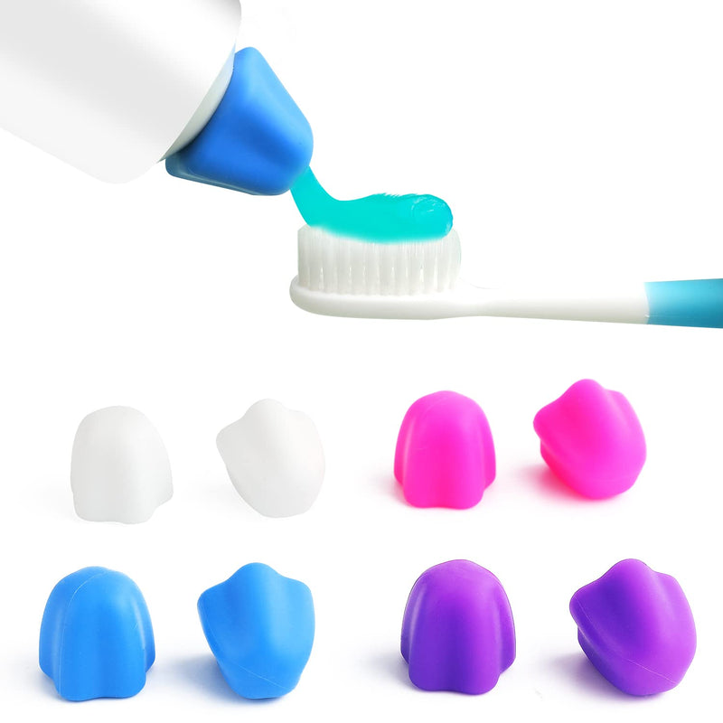 [Australia] - AIEX 8pcs Toothpaste Cap, Cute Star Shape Tooth Paste Squeezer Cap No Mess No Waste Self-Closing Toothpaste Toppers for Kids Adults Bathroom (4 Colors) 