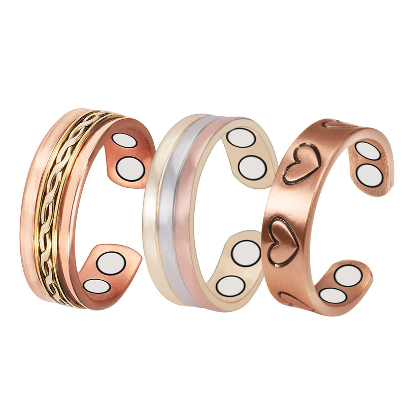 [Australia] - EnerMagiX Magnetic Copper Rings for Women or Men, Copper Ring with 2 Magnets, Adjustable Size, Women's Day Gift for Mom, Wife 