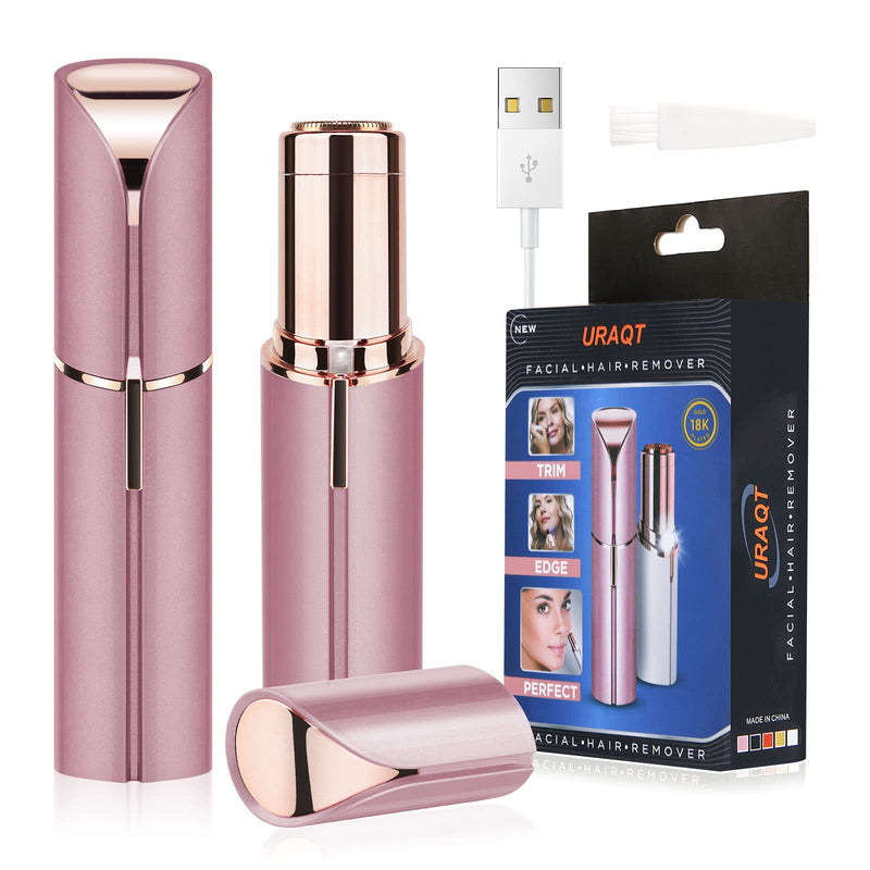 [Australia] - URAQT Facial Hair Remover for Women, Painless Face Hair Trimmer, Rechargeable Mini Epilator Lady Shaver Portable Electric Razor for Lips Face Body Peach Fuzz 