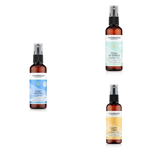 [Australia] - Tisserand Aromatherapy | Sleep Better, Total De-Stress and Happy Vibes Mood Mist and Sleep Spray | Mists with 100% Pure Essential Oils | 3X 100ml 