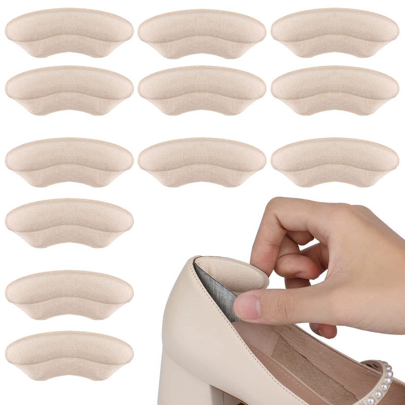 [Australia] - AIEX 6 Pairs /12 Pieces High Heels Cushion Pads, Heel Cushion Inserts Sponge Heel Protectors Soft Heel Grips Liner Self-Adhesive Heel Filler Inserts for High Heels Loose Shoes Pads Beige 