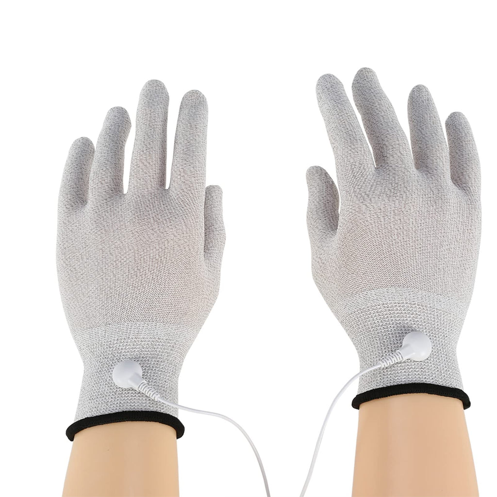 [Australia] - Electrode Gloves, 1 Pair Tens Machine Conductive Electrode Massage Gloves Electrotherapy Lead Wires(M) M 