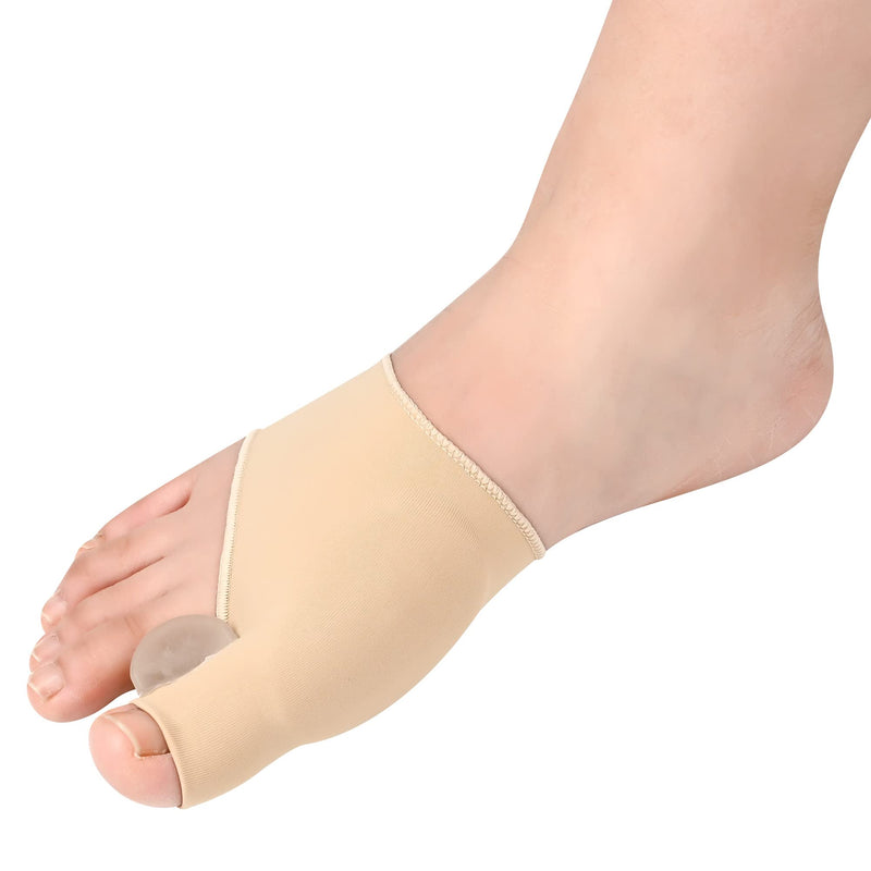 [Australia] - Bunion Corrector Big Toe Separator Bunion Splint Sleeve 1 Pair of Bunion Relief Sleeve with Silicone Bunion Pad Protector,Scientific Correction of Bunion Day and Night Wearable (Beige & Small) S Beige 