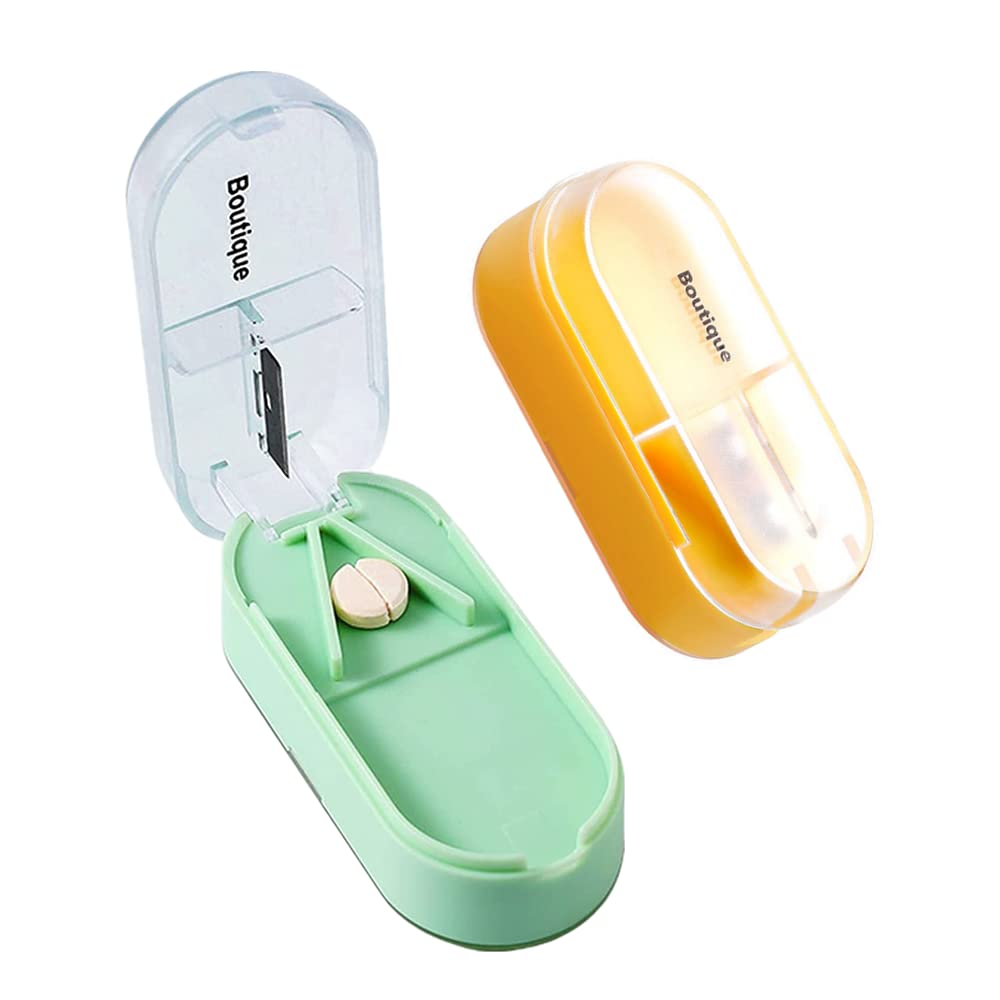 [Australia] - 2 PCS Pill Cutter Portable Pill Tablet Cutter Pill Splitter with Blade and Storage Compartment for Pills Tablets 