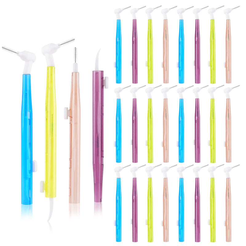 [Australia] - ACWOO Interdental Brushes, 24 Pcs Dental Brushes Toot Floss Set with 3 Removable Head, Flexible Oral Dental Hygiene Brush Tooth Cleaning Tool for Oral Cleaning & Care 