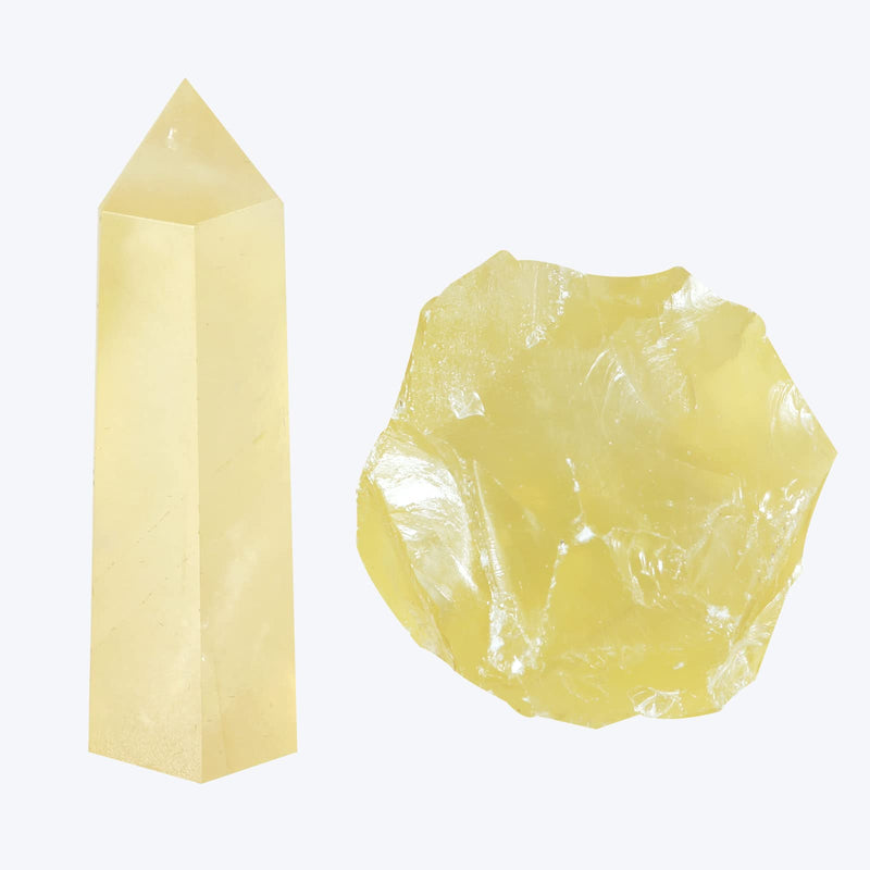 [Australia] - Soulnioi Healing Crystal Citrine Crystal Rough Stone Hexagonal Prism Single Point and Citrine Irregular Shape a Hole Incense Holder for Sticks Crystal Wand 3 