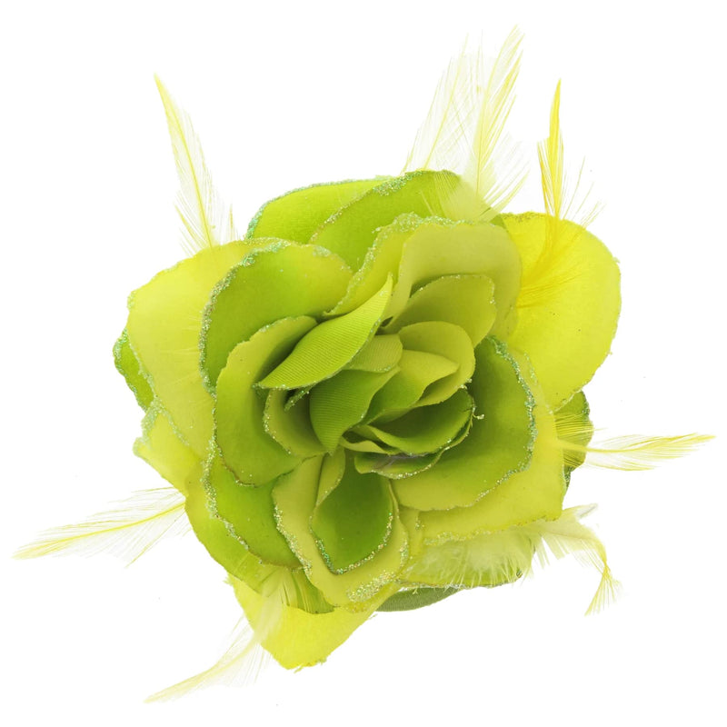 [Australia] - Topkids Accessories Rose Flower Hair Clip Hairband Floral Corsage Fascinator Hair Band Aligator Beak Grip for Women & Girls Wedding Prom Party Special Occasion (Lime 2Tone) Lime Green 2Tone 