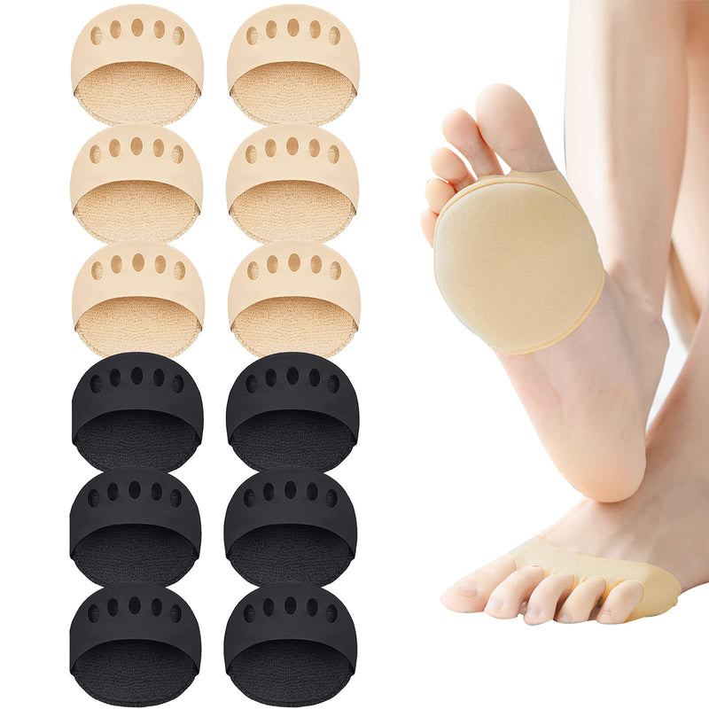 [Australia] - Honeycomb Forefoot Pads, 6 Pairs Breathable Sweat Metatarsal Pads Ball of Foot Cushion Pads Relief Foot Fatigue Pain for Women Various Shoe Types, Black and Beige 