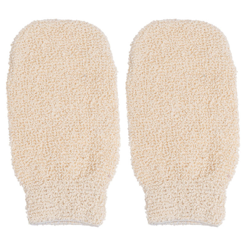 [Australia] - PROUSKY 2 Pieces Exfoliating Gloves Body Scrub Gloves, Exfoliating Gloves Shower Mitt, Natural Fiber Beauty Shower Body Gloves Body Cleaning Cloth Sponges White 