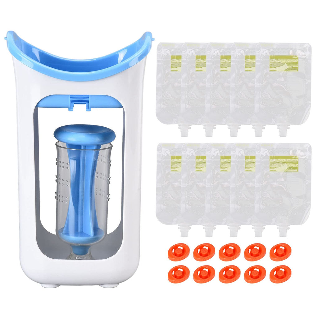 [Australia] - Baby Food Maker, Baby Food Processor Blender, Portable Silicone Manual Baby Steam Cooker and Puree Blender, for Home Kitchen Restaurant(Blue) Blue 