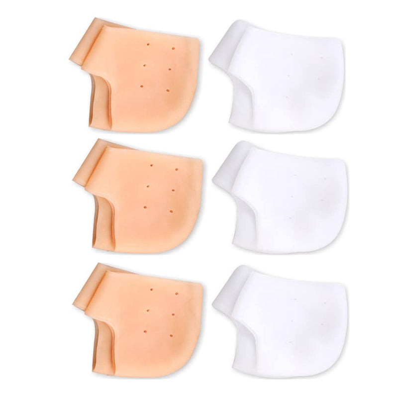 [Australia] - 6 Pairs Gel Heel Covers Relieves Pain Heel Sleeves Moisturizing Heel Protectors Breathable Heel Cushions Prevent Dry Cracking 