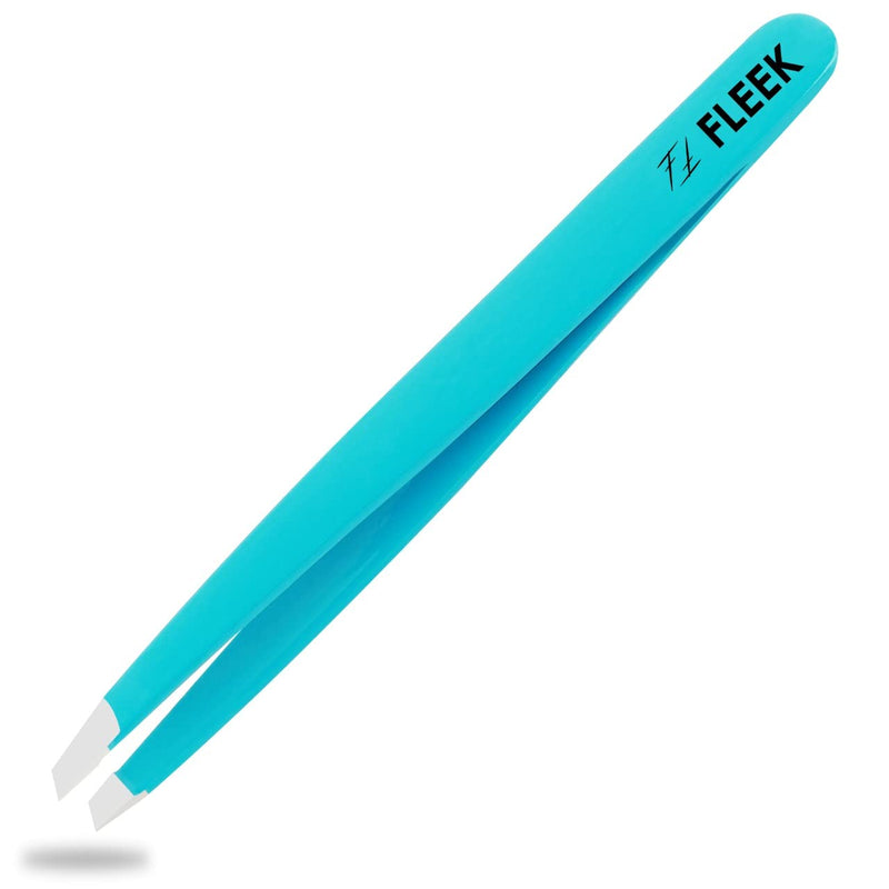 [Australia] - Fleek Eyebrow Tweezers Professional Best Stainless Steel Precision Tweezers Slanted Tweezers for Facial Hair Women & Men (Greenish Blue) Greenish Blue 