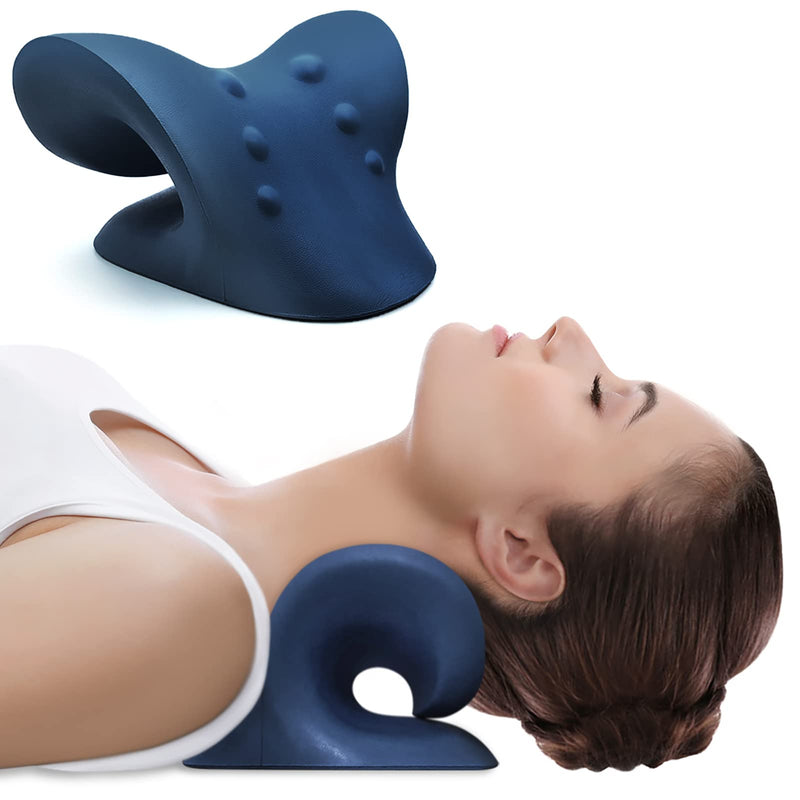 [Australia] - Neck Stretcher,Neck Cloud,Neck Cloud - Cervical Traction Device,Neck Pain Relief,Neck Traction,Neck Flexi,Neck Pain Relief Pillow - Dark Blue 