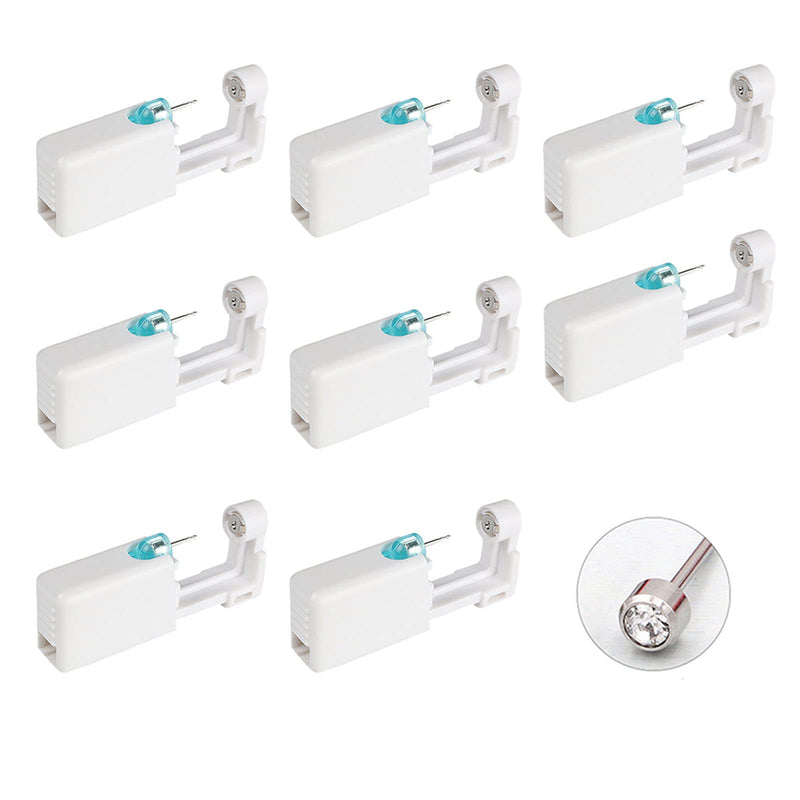 [Australia] - 8 Pack Disposable Ear Piercing Gun, DKDDSSS Ear Piercing Kit Safety Asepsis Piercing Tool With Ear Studs For Girls Women Men(White) 