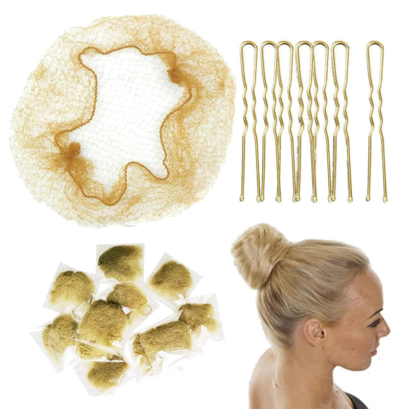 [Australia] - Hair Nets for Catering, Blonde Hair Nets Invisible 20Pcs Hair Bun Nets Ballerina Hair Nets with 20Pcs Bun Pins Ballet Hair Net Set for Girls Women (Storage Box) 