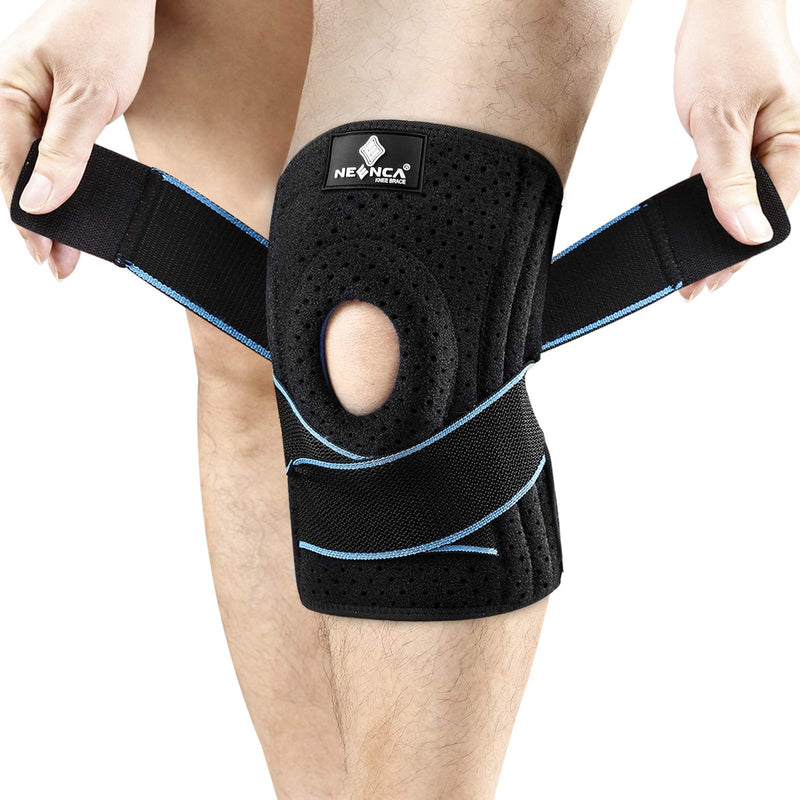 [Australia] - NEENCA Knee Brace with Side Stabilizers & Patella Gel Pads, Adjustable Compression Knee Support Braces for Knee Pain, Meniscus Tear,ACL,MCL,Arthritis, Joint Pain Relief,Injury Recovery-4 Sizes. 054 M Black 