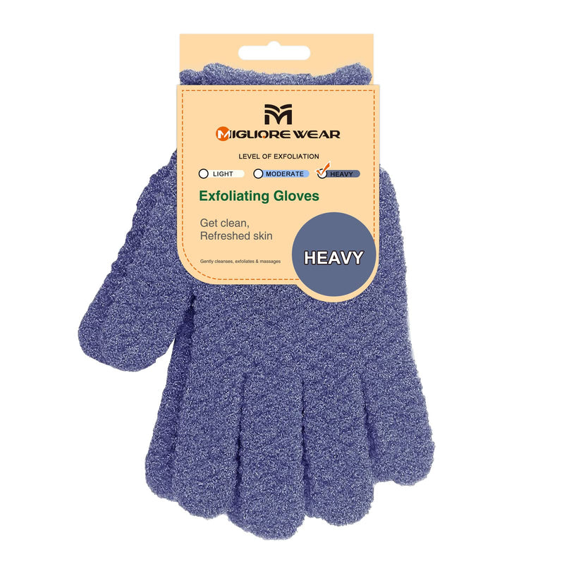 [Australia] - Migliore Wear Exfoliating Gloves, 3 DISTINCT TEXTURES Body Scrub Gloves, Natural Bath/Shower Scrubber Gloves, Beauty Loofah Body Exfoliator Mitt with Hanging Loop(Heavy) 1 Pair Heavy 