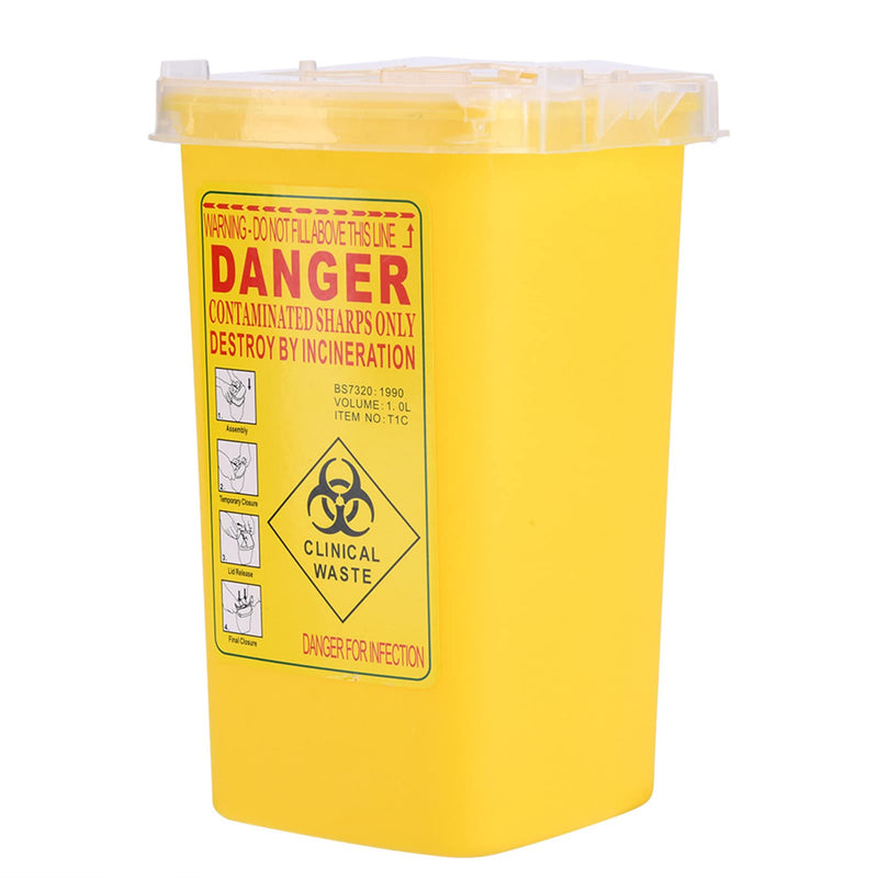 [Australia] - Sharps Bin, Jadeshay Mini Sharp Needle Tattoo Container Plastic Sharp Container Needle Disposal,1L Medical Waste Bin Box (Yellow) Yellow 