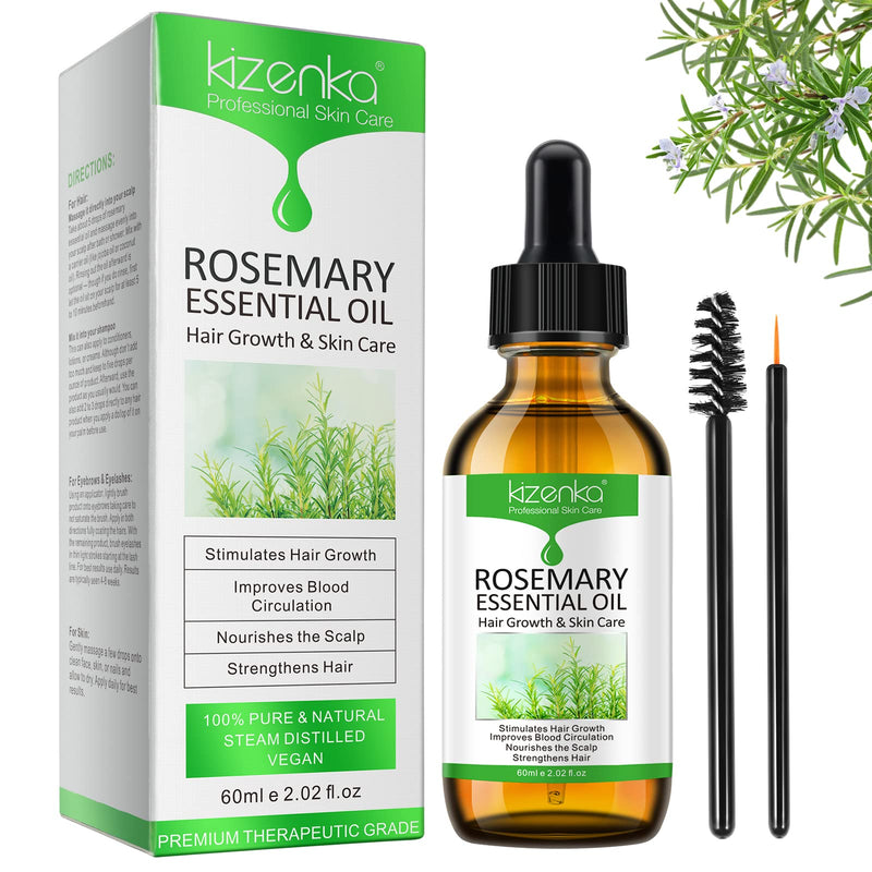 [Australia] - Rosemary Hair Growth Oil, Rosemary Essential Oil, Rosemary Oil for Hair Growth | Eyebrow and Eyelash Growth | Skin Care, 100% Pure Natural Hair Oil Serum, Stimulates Hair Growth, 60ml 