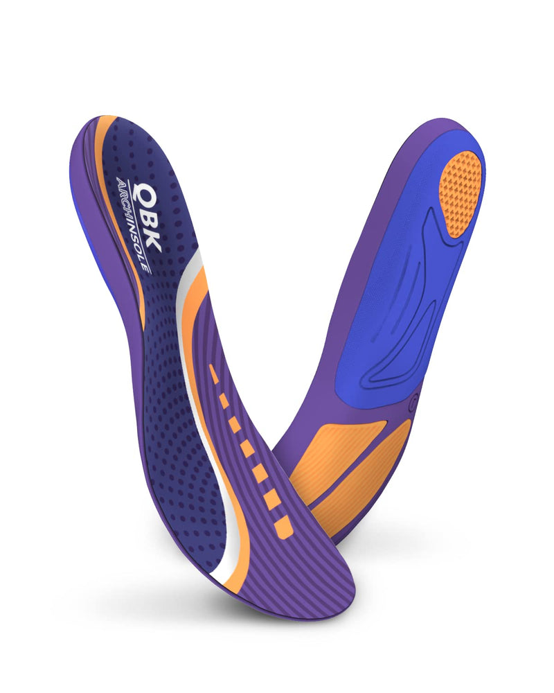 [Australia] - QBK Running Shoe Support Plantar Fasciitis Insoles High Arch Support Orthotic Inserts Achilles Tendonitis Insoles for Women & Men Heel Spur Insole M Purple Men7.5-8.5 