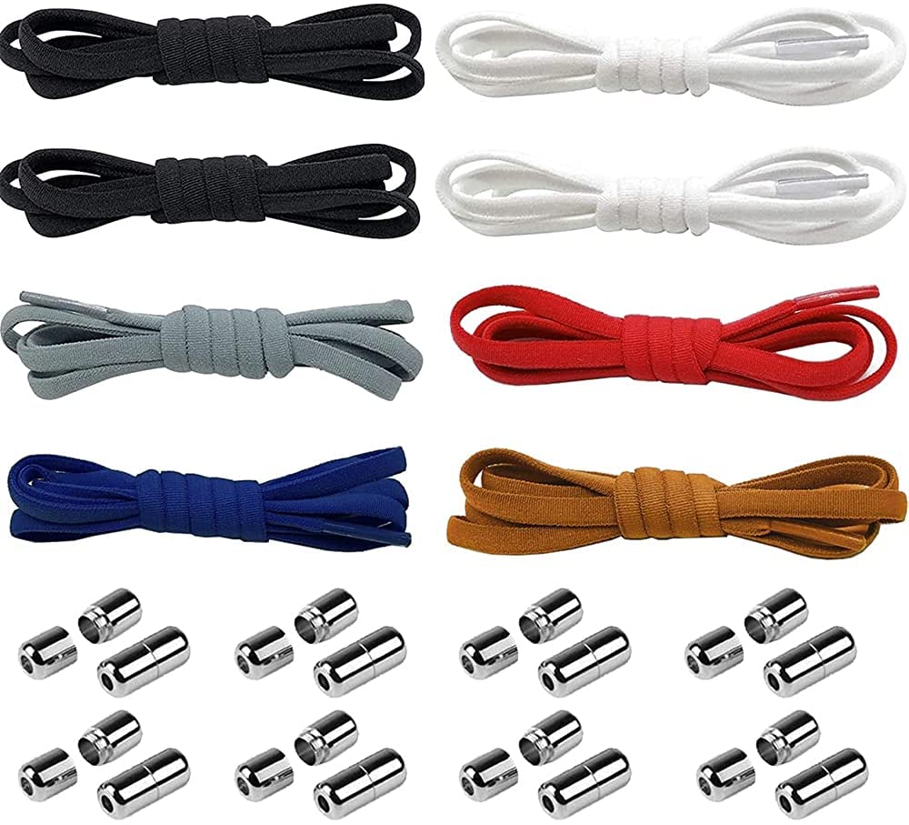 [Australia] - 8 Pairs No Tie Elastic Shoelaces, BetterJonny Universal Tieless Flat Shoelaces Running Laces with Metal Lock for All Shoes（Multicolor） 