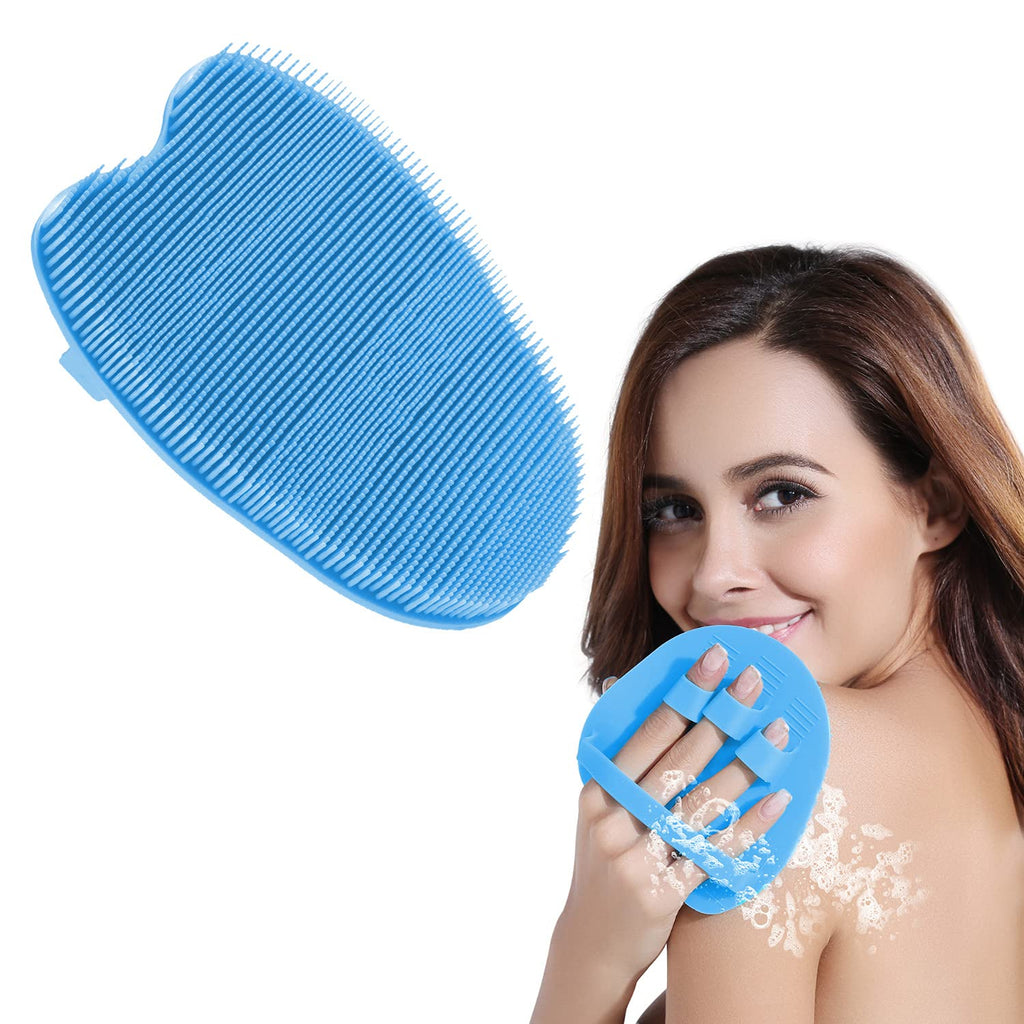 [Australia] - HieerBus Silicone Body Scrubber Brush,Bath Exfoliating Loofah Washing Sponge in Shower For All Kinds of Skins-Easy to Use and Clean,Well Lather and Quickly Dry（Light Blue)） Light Blue 