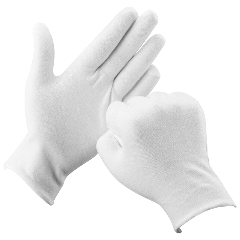 [Australia] - Cotton Gloves White - Soft Breathable Moisturizing 10 Pairs for Eczema Silver Costume Dry Hand Cleaning Archival Inspection Medium 