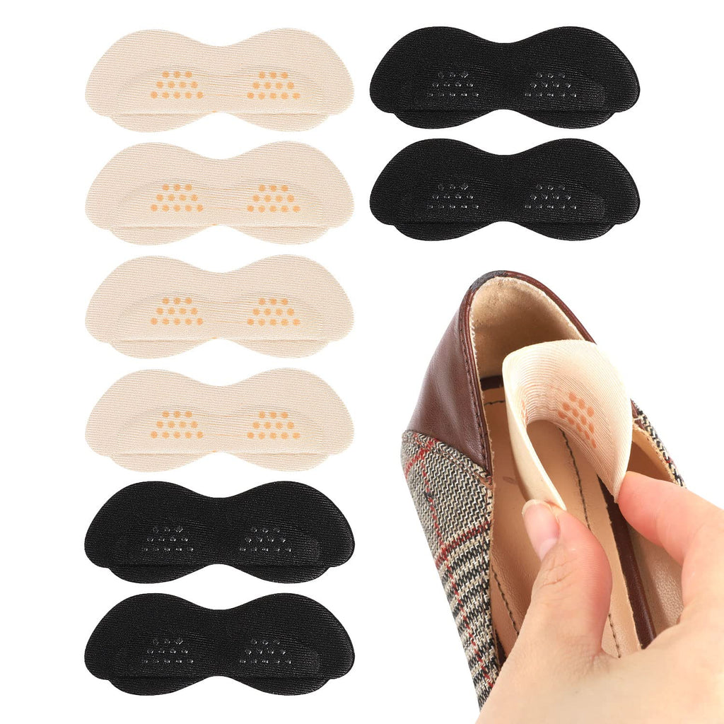 [Australia] - 4 Pairs Heel Grips, Heel Cushion Pads Heel Protectors Heel Liner Self-Adhesive Foot Shoe Insoles Stickers Blister Protectors for Women Men Shoes Too Big(Black, Beige) 