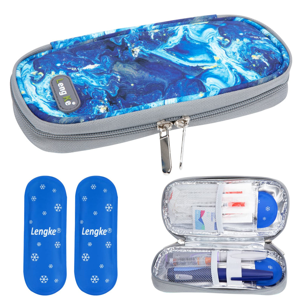 [Australia] - YOUSHARES Insulin Pen Case with 2PCS Nylon Ice Packs - Insulin Cooler Travel Case for Medication Diabetic Supplies, Insulin Case Medicine Cooler for Travel (Quicksand Blue) B_quicksand Blue 