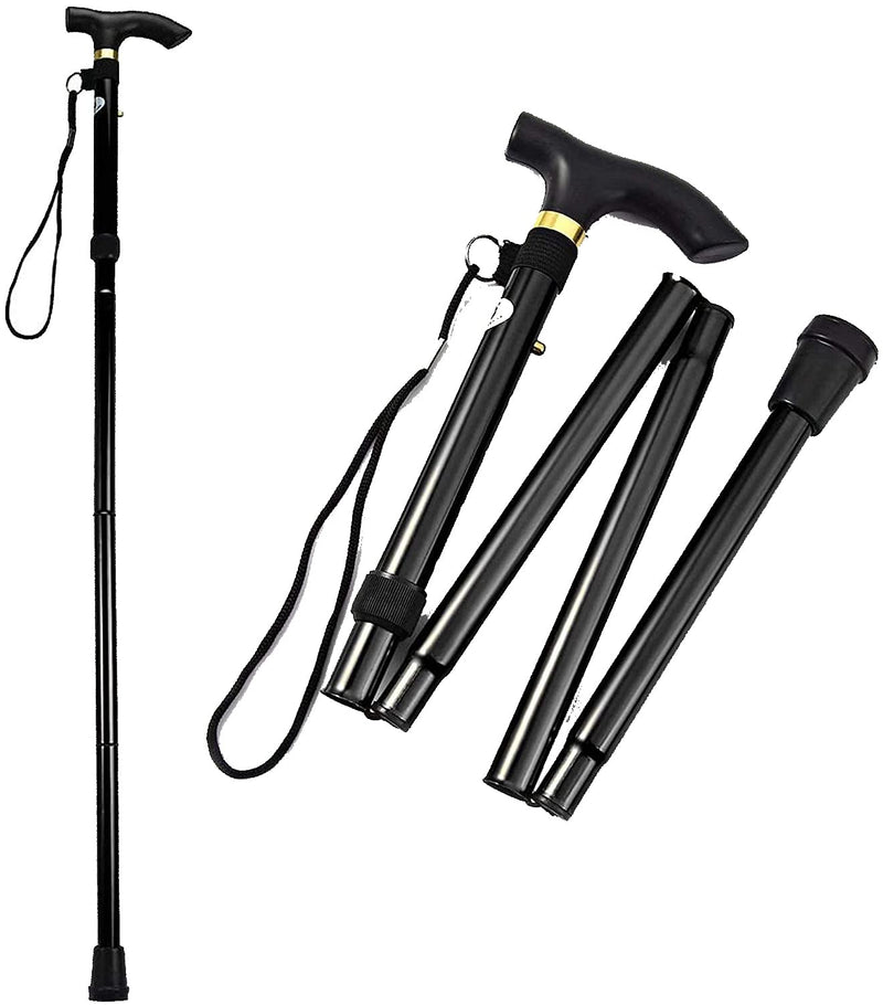 [Australia] - Walking Stick Easy Adjustable Height Folding Extendable Walking Cane Walking Aid Mobility Aid Collapsible Walking Stick Lightweight Flexible And Durable Walking Stick HTUK® Black 