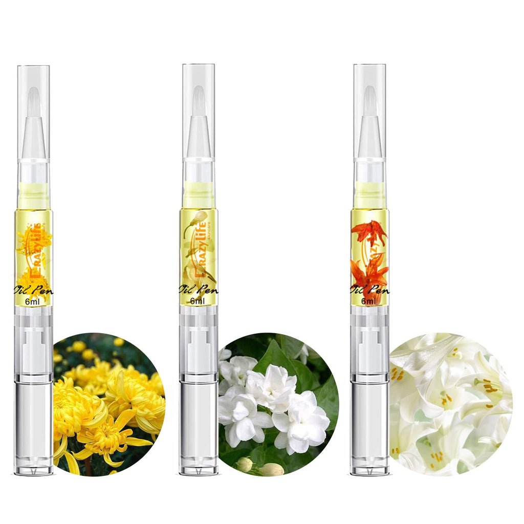 [Australia] - Cuticle Oil, Flower Extract Nail Oil 3Pcs Cuticle Oil for Nails Soothe Moisturize Nail Oil Treatment for Damaged Nails Strengthener & Growth (3 Flower Scent) 3 Flower Scent 