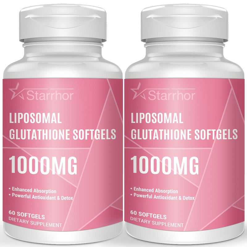 [Australia] - Liposomal Glutathione Softgels 2 Pack, Glutathione Supplement 1000mg per Serving, Antioxidant Support and Liver Detox, 120 Capsules 60 Count (Pack of 2) 